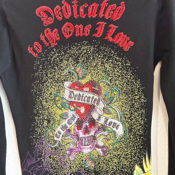 VTG Y2K Ed Hardy Sweater/Tunic Dress Medium Embellished Pull-Over Fitted Grunge - Picture 7 of 9